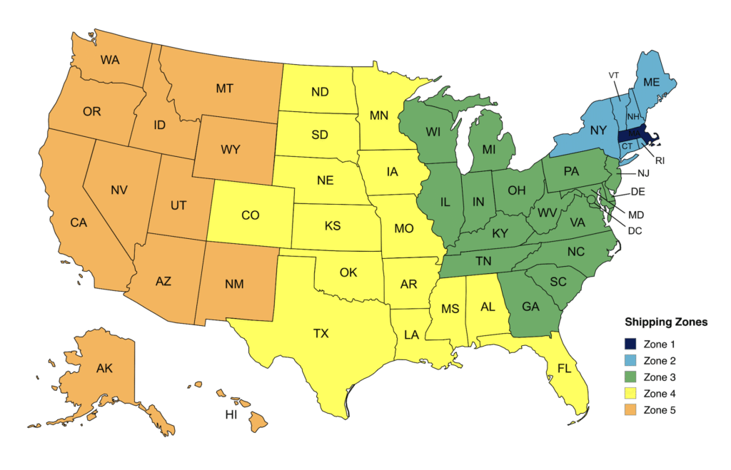 Shipping Zone map
